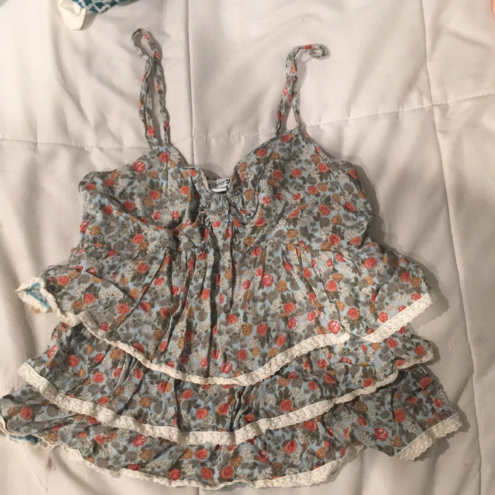 Ruffled flowered shirt
